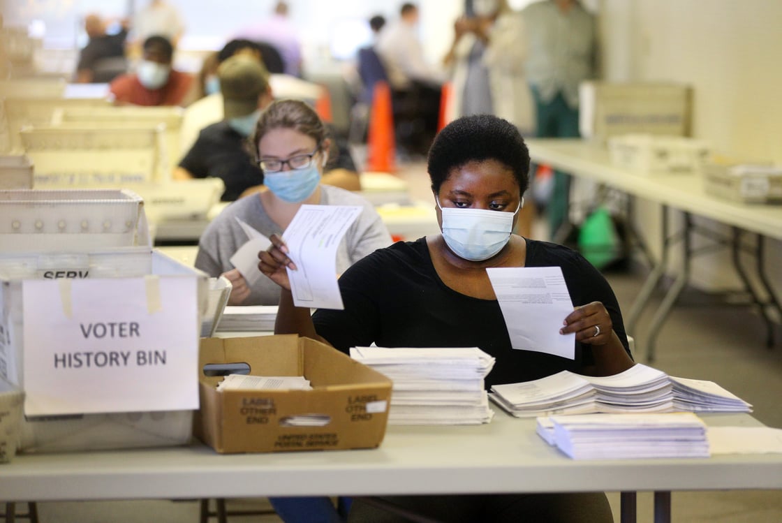 Election officials begin counting nearly 80,000 absentee ballots from last week's primary vote. A few races could be decided Election officials begin counting nearly 80,000 absentee ballots from last week's primary vote. A few races could be decided from the outcome of these absentee ballots. (Reuters/USA TODAY NETWORK)