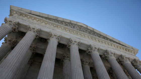 A close up view of the U.S. Supreme Court building in Washington