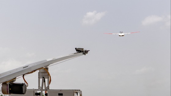 A drone takes off in Ghana to deliver medical supplies