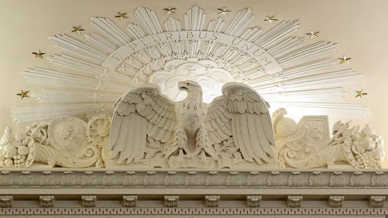 A frieze of an American Eagle is seen during a House Judiciary Committee hearing on the impeachment inquiry into U.S. President Donald Trump.