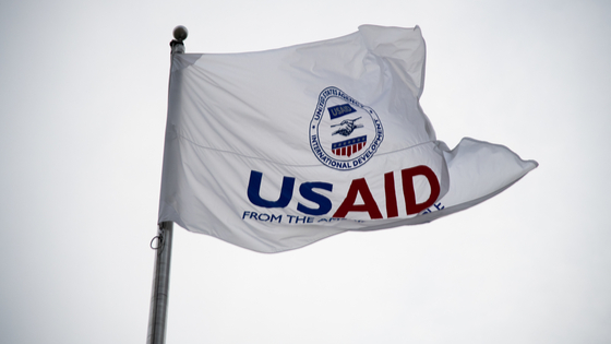 A general view of the U.S. Agency for International Development flag, in Washington, DC