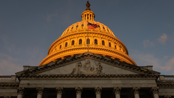 A general view of the U.S. Capitol at dawn