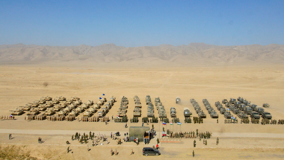 A joint military exercise by Russia, Tajikistan and Uzbekistan on the Harb-Maidon military training ground