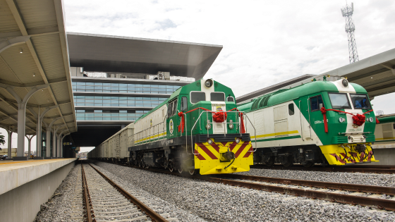 A newly commissioned Nigerian railway is seen Mobolaji Johnson Railway Station in Ebutemeta