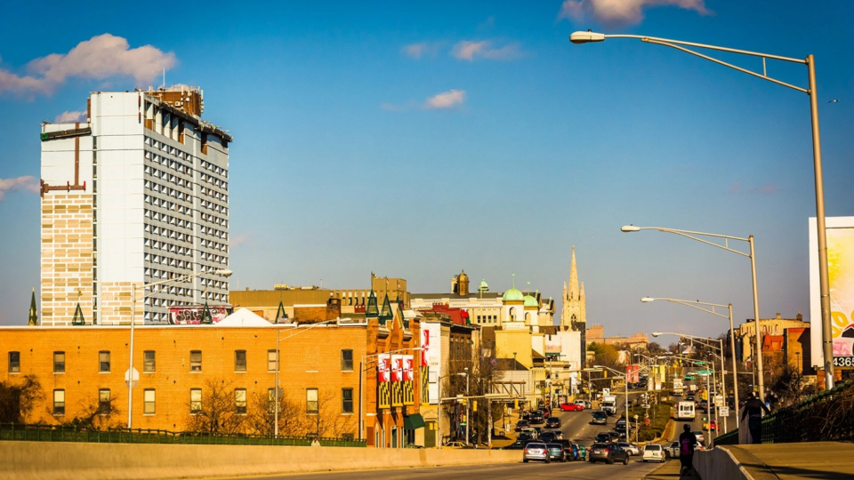 A shot of North Avenue in Baltimore, Maryland