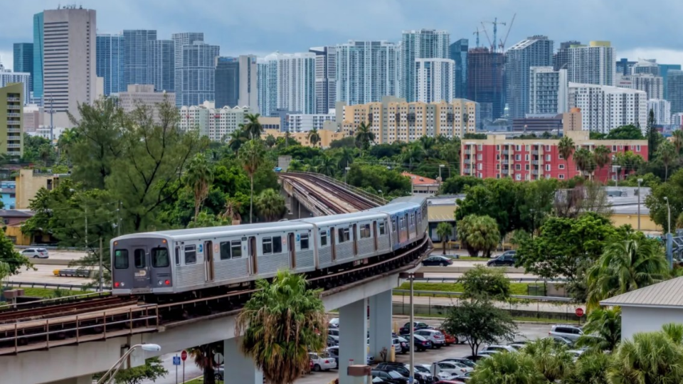 A train seen in the Miami metro area