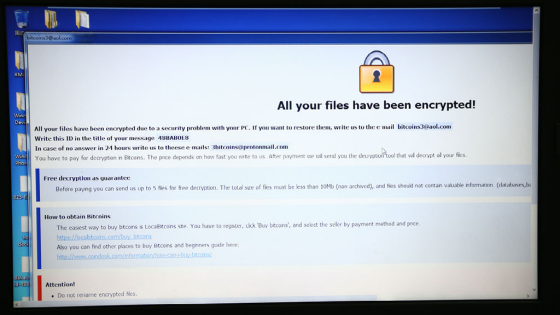 A view of software used to recover files encrypted by the WannaCry ransomware