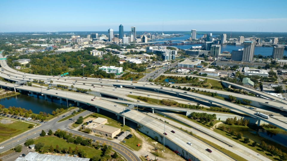 Aerial shot of Jacksonville, Florida