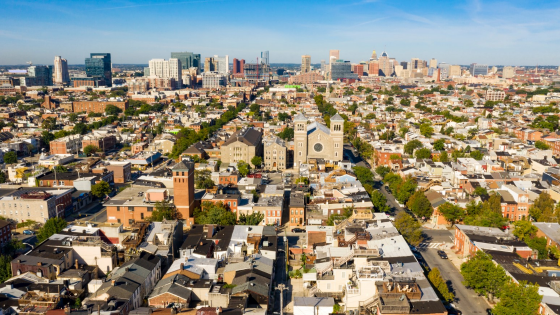 Aerial view of U.S. city