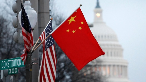 American and Chinese flags in Washington DC
