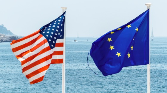 American and EU flags