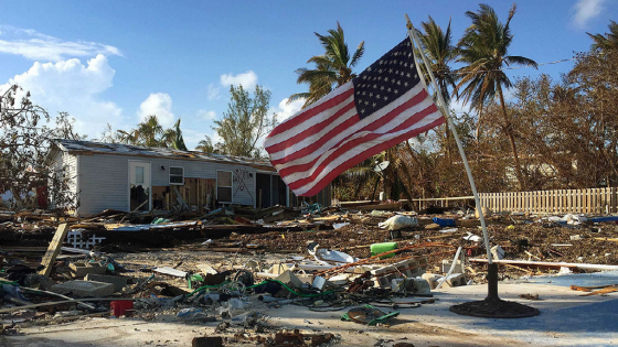 An American Flag waves at a home in the Sea Breeze Resort in Islamorada