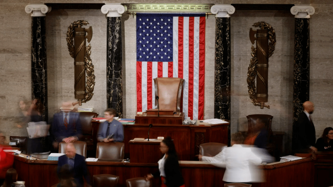 An empty Speakers chair in the U.S. House of Representatives