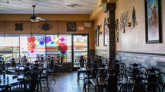 An empty restaurant is pictured during the COVID-19 crisis.