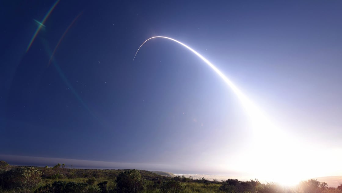 An unarmed Minuteman III intercontinental ballistic missile launches during an operational test from Vandenberg Air Force Base