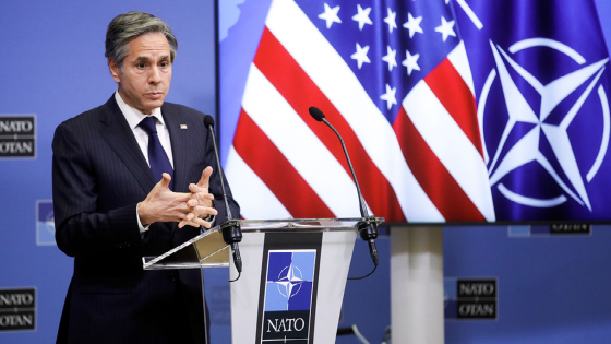 Antony Blinken speaks at the NATO ministers meeting