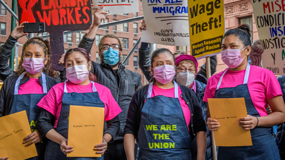 Assembly of laundry workers