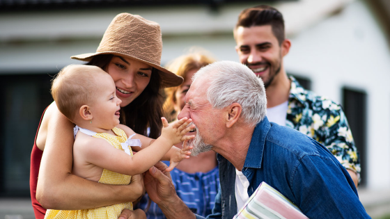 Baby meets her grandparents