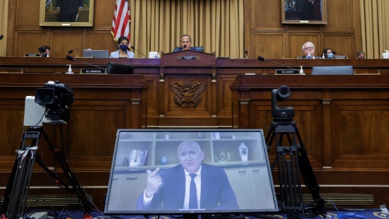 Bezos testifies via video conference during a hearing of the House Judiciary Subcommittee