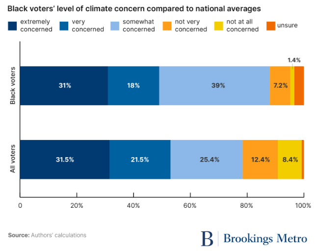 Black voters level of climate concern compared to national averages