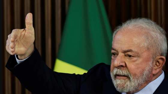 Brazilian President Luiz Inacio Lula da Silva gestures during a meeting with governors at Planalto Palace in Brasilia