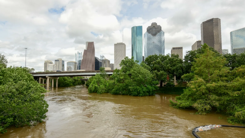 Buffalo Bayou Park in Houston flooded after Hurricane Beryl