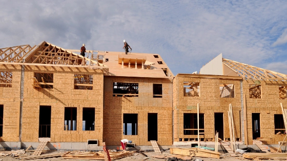 Building site with new homes under construction