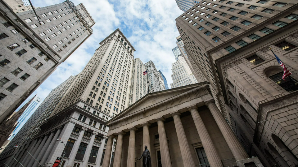 Buildings in the financial district on Wall Street in New York City