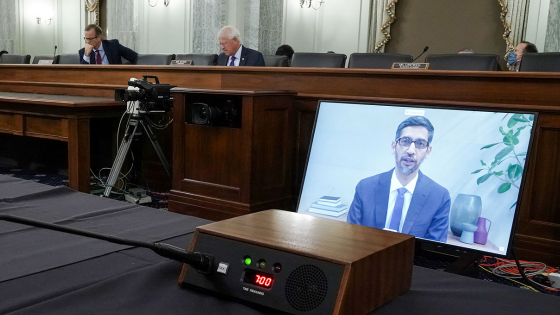 CEO of Google and Alphabet Sundar Pichai testifies remotely