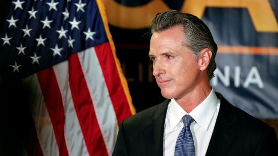 California Governor Gavin Newsom makes an appearance after the polls close on the recall election