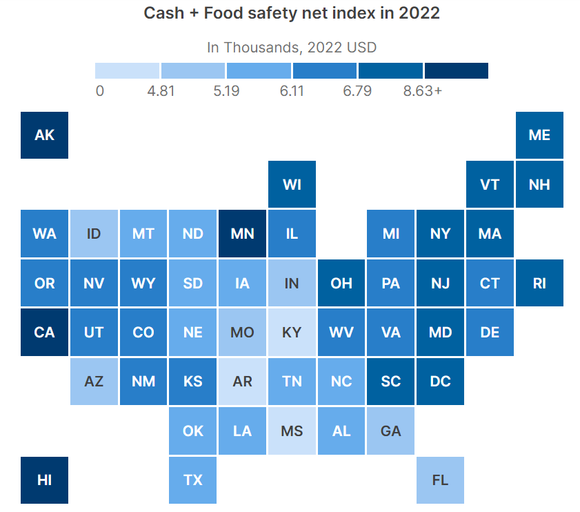 Cash and food safety net index in 2022 2