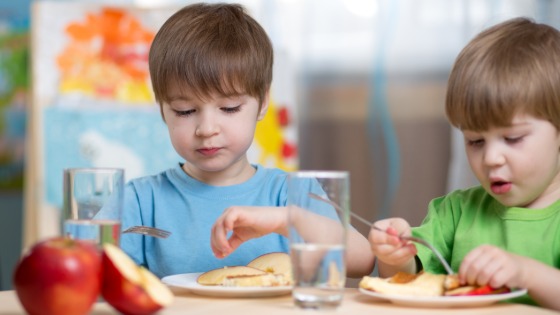 Children eating at home