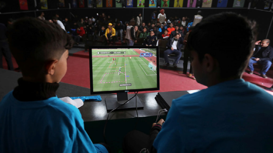 Children take part in the first e-sports tournament organised in the Zaatari refugee camp