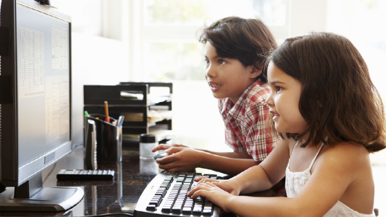 Children working on computer