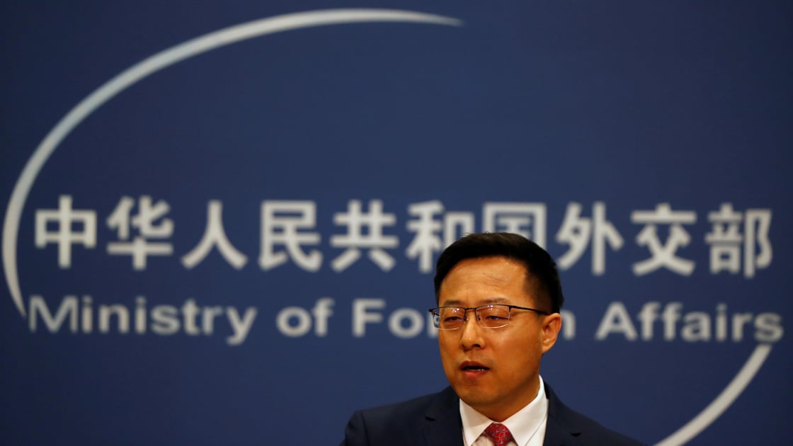 Chinese Foreign Ministry spokesman Zhao Lijian speaks at a news conference in Beijing