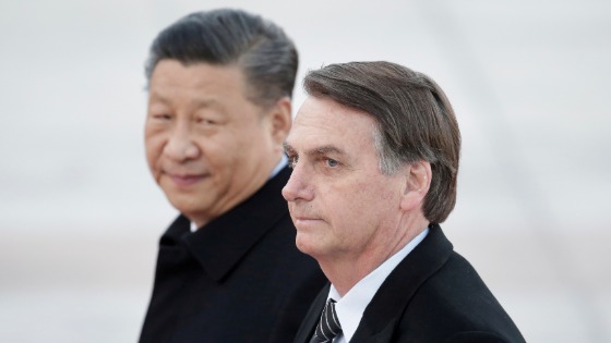 Chinese President Xi Jinping and Brazilian President Jair Bolsonaro