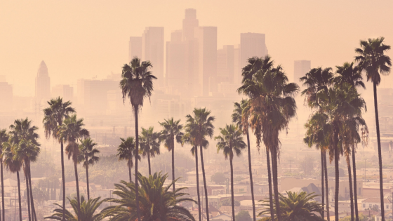 City skyline on a hot day