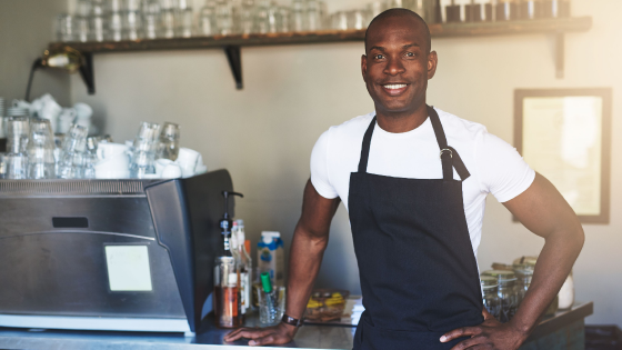 Coffeeshop employee at counter