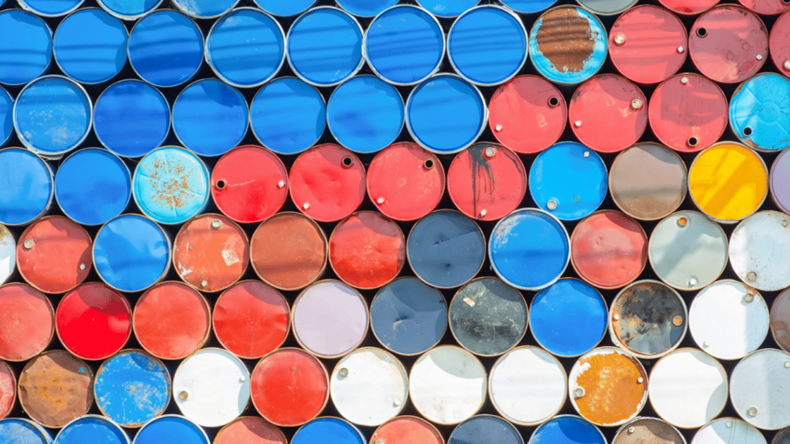 Colorful barrels of oil