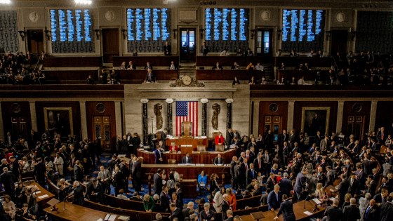 Congressional chamber with members after a vote