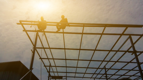 Construction workers building out infrastructure