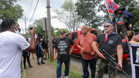 Counter protesters face off with far-right protesters