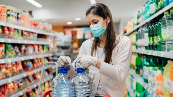 Customer wearing a protective mask