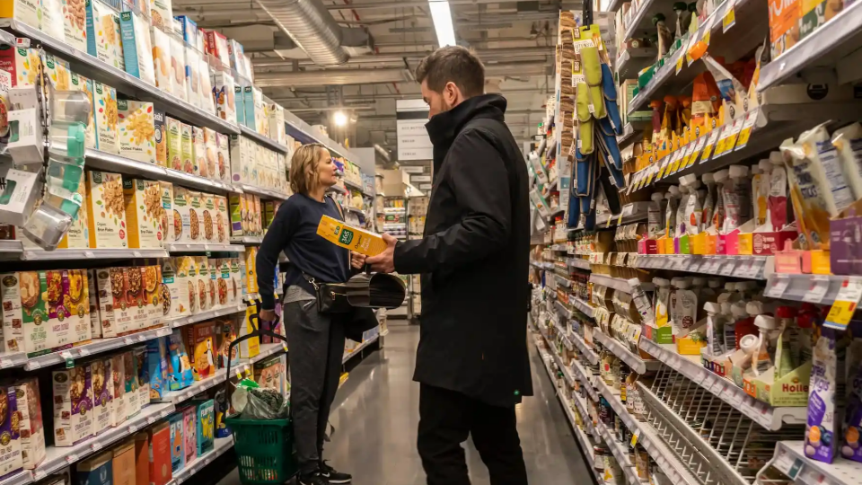 Customers shopping at a Whole Foods supermarket in New York