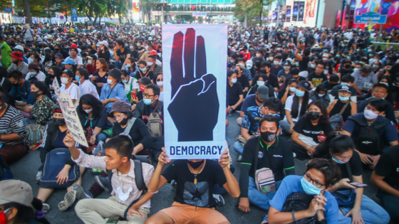 Democracy protesters in Thailand in 2020