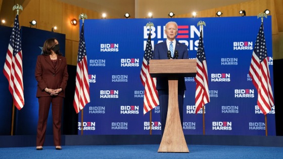 Democratic U.S. presidential nominee Joe Biden speaks about 2020 U.S. presidential election results Wilmington