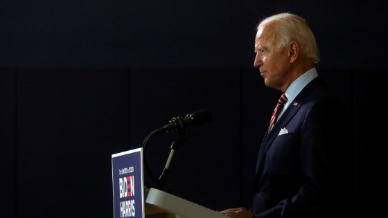 Democratic U.S. presidential nominee and former Vice President Joe Biden delivers remarks