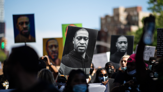 Demonstrators during a protest over the death of George Floyd