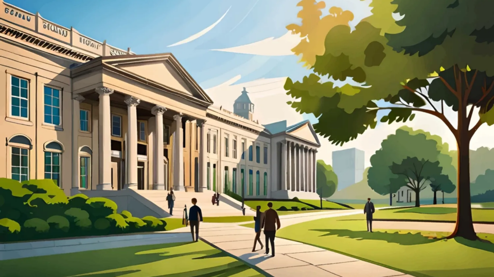 Depiction of college campus