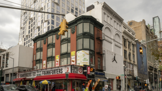 Development in Downtown Brooklyn in New York contrasts with older low rise buildings